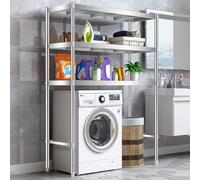 Étagère de rangement réglable en acier pour lave-linge - Support pour salle de bain et buanderie - Solution peu encombrante pour une maison propre et bien rangée