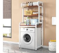 Étagère de rangement réglable pour salle de bain - Étagère à linge sur pied avec barre de cintre à plusieurs niveaux pour machine à laver, économiseur d'espace polyvalent pour la maison et la salle de