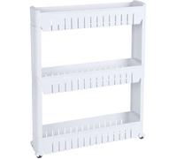 Etagère De Rangement Resserre A Roulettes 3 Etages Spécial Petits Espace Produits Ménager Blanc