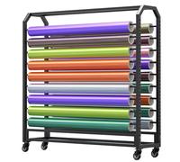 Étagère de rangement robuste en acier avec roulettes pour rouleaux de tissu, lin, tissu, enduit et papier peint - Capacité : 8/10/12/14/16/18/20 rouleaux - Construction métallique de qualité