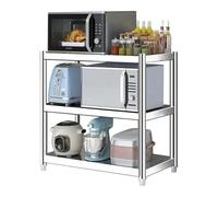 Étagère de rangement robuste en métal à 3 niveaux，étagère réglable en hauteur pour assaisonnements，étagères sur pied pour four à micro-ondes，pour cuisines familiales, écoles et cantines(120x35x80cm)