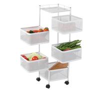 Étagère de rangement rotative à 6 niveaux sur roulettes, chariot amovible pour organiser les fruits et légumes dans la cuisine, le salon, la chambre à coucher