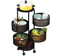 Étagère de rangement rotative multicouche pour cuisine - Étagère de rangement rotative pour légumes - Panier de rangement rond pour fruits et légumes avec roulettes - Convient pour le salon, la