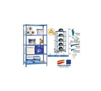 Simon Rack Étagère Rangement et 5 Niveaux, 180 kg Capacité de Charge et Point de Flexion, 1800x800x300 mm, Étagère Charge Lourde, Étagère Garage, Bleu/Galvanisé - Simonclick