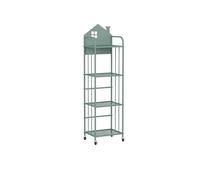 Étagère de rangement simple et amovible en fer avec roues pour zone de lecture, sac de rangement, étagère de rangement pour livres, photos, bibliothèque (vert, taille L)