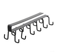 Étagère de rangement sous armoire pour rangement de cuisine, aucun outil nécessaire Crochet de suspension, porte-gobelets et ustensiles en fer, compatible avec armoire, 25,5 x 8 x 7 cm (noir)