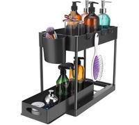 Étagère de rangement sous évier à 2 niveaux avec tiroir coulissant pour salle de bain, cuisine, garde-manger [52]