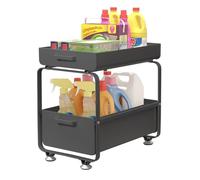 Todeco Étagère de Rangement Sous évier, Organisateur de Cuisine à 2 Niveaux Rangement Sous évier, Coulissant Organiseur pour Cuisine Armoire Salle de Bain, Acier au carbone (Noir)