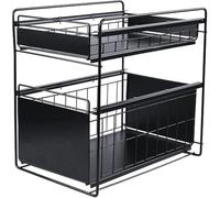 Étagère de rangement sous évier - Tiroirs coulissants à 2 niveaux et étagère coulissante pour l'organisation de la cuisine et de la salle de bain