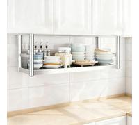 Étagère de rangement sous meuble au plafond, étagères suspendues flottantes en acier inoxydable, support de rangement pour bouteilles de vin, plats et casseroles, pour cuisine, salle à manger
