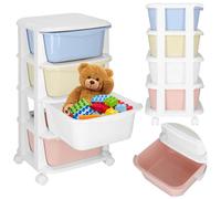 Étagère de rangement - SPRINGOS - 4 tiroirs - Plastique - Mobile sur roulettes - Design pastel