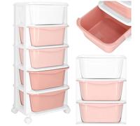 Étagère de rangement - SPRINGOS - 5 tiroirs - Mobile sur roulettes - Couleurs pastel - Design compact