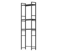 Étagère de rangement sur les toilettes, étagères réglables à 3 niveaux avec base antidérapante, organiseur de salle de bain autonome et économiseur d'espace pour une forte stabilité de charge, noir