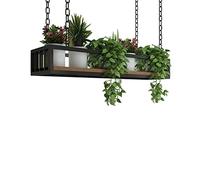 Étagère de Rangement Suspendue au Plafond, Support pour Plantes d'intérieur, Support Mural et de fenêtre pour Herbes aromatiques, présentoir pour Pots de Fleurs en Bois et métal, 140 x 25 x