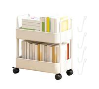 Étagère de rangement transportable avec 2 niveaux - Étagère de rangement pour livres - Chariot de rangement pour jouets - Chariot de rangement pour collations - Étagère à livres roulante - Chariot à