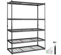 Étagère de rangement - VEVOR - 152,4 x 61 x 198,1 cm,5 niveaux charge 907,2 kg,pour cuisine,garde-manger,sous-sol,buanderie,noir