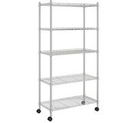 vidaXL Étagère de rangement 5 niveaux – Argenté – 250 kg – Mobile avec roulettes