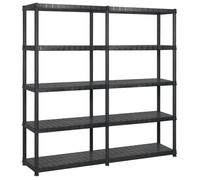 vidaXL Étagère de rangement à 5 niveaux Plastique Noir 170x40x185 cm