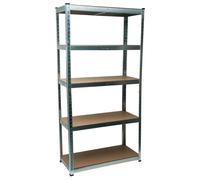 WERKA PRO Étagère modulable spéciale charge lourde avec 5 plateaux en acier galvanisé et bois MDF, capacité de 875 kg, idéale pour garage ou atelier, dimensions 180x90x40 cm, couleur gris.