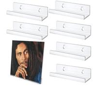 Étagère de registre murale en acrylique - Support de registre transparent de 4 pouces, 6 pièces pour rangement en vinyle, étagère murale pour salle de bain, chambre à coucher, salon
