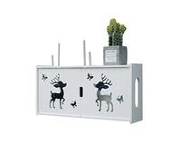Étagère de Routeur Murales, Blanc Boîte de Rangement pour Routeur WiFi, TV Décodeur Boîte de Rangement Murale, Router Storage Box, Bois-Plastique Facile à Installer B