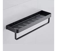 Étagère de Salle Bain en Aluminium avec Drainage, Ventilation et Crochets for shampoing, Gel, Serviettes assaisonnements Cuisine(40cm with Bar)