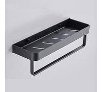 Étagère de Salle Bain en Aluminium avec Drainage, Ventilation et Crochets for shampoing, Gel, Serviettes assaisonnements Cuisine(30cm with Bar)