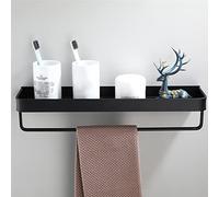 Étagère de Salle Bain en Aluminium avec Drainage, Ventilation et Crochets for shampoing, Gel, Serviettes assaisonnements Cuisine(50cm with Bar Hook)