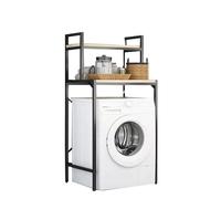 Étagère de Salle de Bain à 3 Niveaux Rack Organisateur avec Pieds antidérapants Gain de Place sur la Machine à Laver Étagère de Rangement Conception autoportante en Noir Configuration à 2 ni
