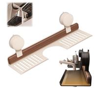 Étagère de salle de bain à ventouse en noyer 2025, organiseur de douche et d'évier, étagère de rangement pour robinet pour salle de bain et vanité, plateau flottant sans perçage (blanc, 40 cm)