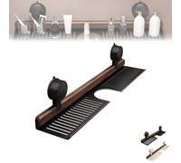 Étagère de salle de bain à ventouse en noyer, organiseur mural for lavabo, étagères de douche amovibles à ventouse, for articles de toilette, bouteilles et petits accessoires(Black,50cm)
