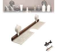 Étagère de salle de bain à ventouse en noyer, organiseur mural for lavabo, étagères de douche amovibles à ventouse, for articles de toilette, bouteilles et petits accessoires(White,70cm)