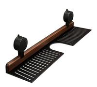 Étagère de salle de bain à ventouse en noyer, sans perçage, étagère murale sur robinet, étagère de rangement amovible en bois pour articles de toilette, bouteilles et accessoires de cuisine (noir