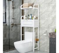 Étagère de salle de bain avec armoire et 3 étagères Finition marron Idéal pour les toilettes Solution de rangement élégante pour l'organisation de la maison