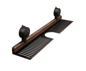 Étagère de salle de bain avec ventouses - Organiseur d'évier fin en forme de U pour articles de toilette, décoration et rangement en bois élégant