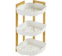 5five Étagère d'angle Naturéo 3 niveaux bambou blanc 29 x 22 cm