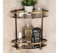 Étagère de salle de bain brossée antique double couche bronze d'angle organisateur de douche étagère de rangement cosmétique étagère de salle de bain séparateur de salle de bain pour shampooing et