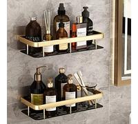 Étagère de salle de bain de luxe dorée avec installation sans perçage, étagère de rangement d'angle pour toilettes, séparateur de salle de bain mural et égouttoir avec étagères