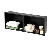 Étagère de salle de bain en acier inoxydable 304 pour douche, insert mural carré, design alcôve, noir, 320 x 320 x 125 mm, organisez shampooing, savon et articles de toilette, pas besoin de carrelage,