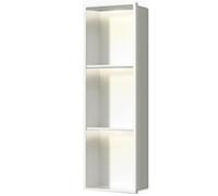 Étagère de salle de bain en acier inoxydable avec lumière LED - Support mural pour papier toilette - Rangement en métal pour hôtel, cuisine - Design moderne - Blanc - 28 x 90 x 12,5 cm