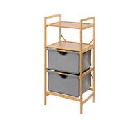 Etagère De Salle De Bain En Bambou 2 Tiroirs - H. 96 Cm - Gris Gris