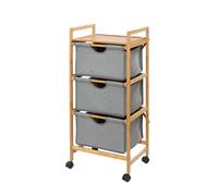 Etagère De Salle De Bain En Bambou 3 Tiroirs - H. 96 Cm - Gris Gris