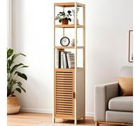 Étagère de salle de bain en bambou, armoire étroite avec porte pour salle de bain, cuisine, couloir, salon, solution de rangement multifonction