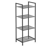 Étagère de Salle de Bain, en Métal, 4 Niveaux, Étagère sur Pied, Extensible, Grille Réglable en Hauteur, Style Industriel, Noir
