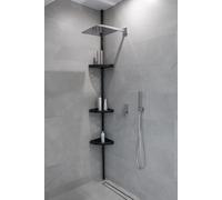 Étagère de salle de bain Étagère télescopique 3 tablettes Noir 70-200 cm de long Étagère d'angle Étagère de douche