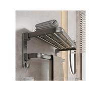 Étagère de salle de bain, Étagères de salle bain, porte-serviettes en alliage d'aluminium, à percer, pliable et mobile, support mural for serviettes rangement douche