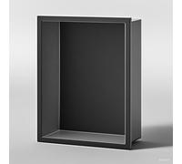 Étagère de salle de bain étanche de grande capacité en acier inoxydable pour shampoing, articles de toilette et papier toilette, idéale pour la cuisine, le salon et la chambre à coucher (noir, 32 x 32