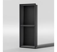 Étagère de salle de bain étanche de grande capacité en acier inoxydable pour shampooing, articles de toilette, alcôve pour cuisine, salon, chambre à coucher (noir, 28 x 70 cm)