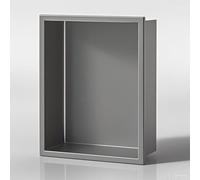 Étagère de salle de bain étanche de grande capacité pour articles de toilette et shampooing - Alcôve de rangement en acier inoxydable pour cuisine, salon, chambre à coucher - Étagère intégrée grise