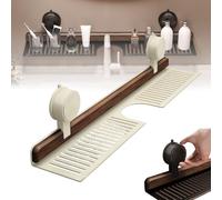 Étagère de salle de bain finition noyer au-dessus de l'évier, sans perçage, support mural amovible pour articles de toilette, 40 cm, blanc - Parfait pour les petits espaces.